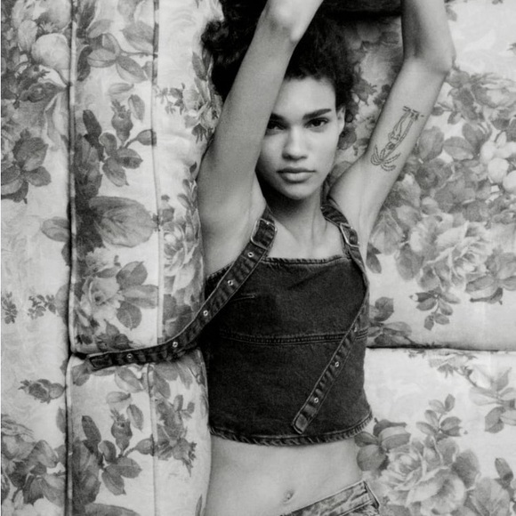 ZARA TRF BUCKLED DENIM TOP - Picture 8 of 9